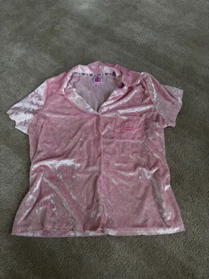 Juicy Couture Pink Crushed Velvet Pajama Top Size L thumbnail 2