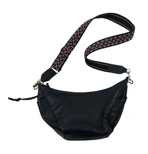 Lucky Brand Black Leather Guitar Embroidered Strap Crossbody Bag Purse Bohemian thumbnail 1