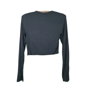 Lululemon Hold Tight Cropped Long Sleeve Shirt Size 6 Blue Ribbed Fitted Casual thumbnail 3