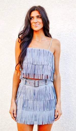 South Boutique Blue fringe Two Piece Set thumbnail 1
