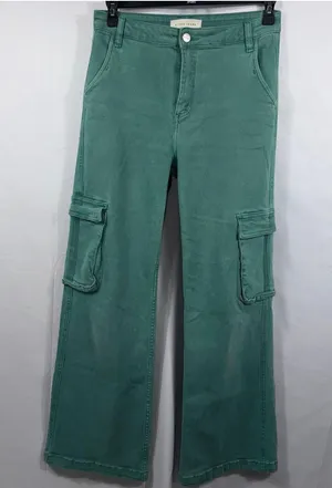 Risen Jeans Women’s Cargo Wide Leg Pants Size 9/29 Green Stretch Denim thumbnail 1