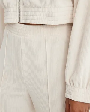 Aerie Groove-On Ribbed Velour Flare Pants Cream thumbnail 3