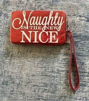 Icing Red Glitter Naughty Is The New Nice Smart Phone Wristlet thumbnail 1