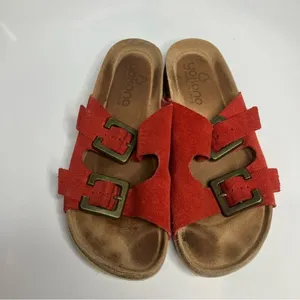 Yokono‎ 2 strap leather sandals made in Spain red leather size 9 thumbnail 4