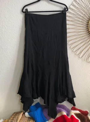 RARE Vintage Faded Glory Whimsygoth Gothic ruffle asymmetrical handkerchief hem maxi skirt Can be worn low or high rise Size 10/M (true to size)- measurements in pics #whimsigoth #steampunk #boho #cyber #western thumbnail 1