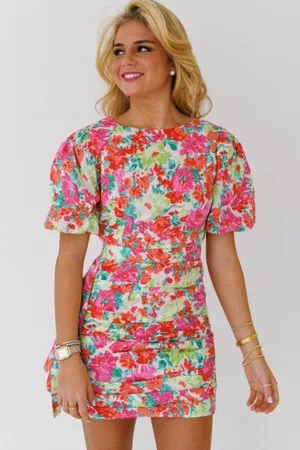 Shelby Ruched Puff Sleeve Mini Dress thumbnail 1