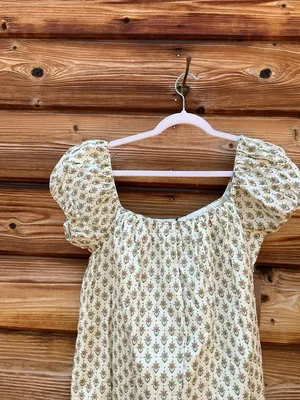 Few Moda Kourt Nya Cream Print S Puff Sleeve Mini Cotton Dress thumbnail 7