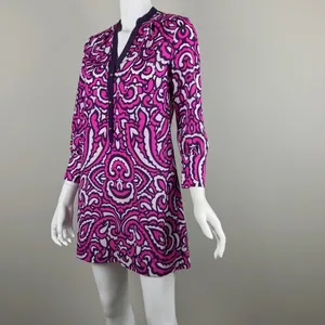 Juicy Couture Purple Print Tunic Shirt Dress Sz XS Colorful Maximalist thumbnail 3