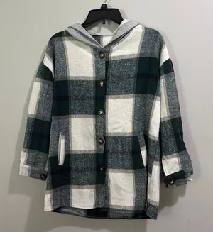 Fall Flannel Plaid Hooded Jacket with Hood thumbnail 1
