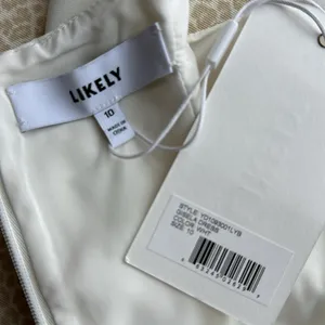 New Likely White Dressy MIDI Dress Lined with beaded trim size 10 thumbnail 10