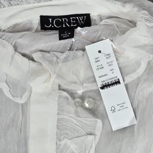 J. Crew Ruffle button-up shirt in crinkle chiffon‎ in Ivory 0 thumbnail 3