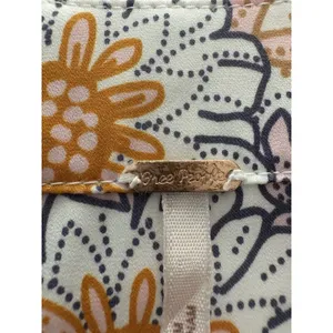 Free People Blouse Womens M White Floral Run Free Balloon Sleeve Tie Front Silky thumbnail 8