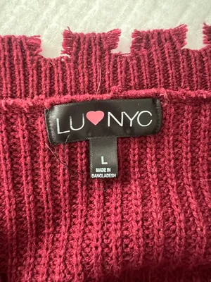 LUV NYC Destructed V-Neck Sweater thumbnail 5