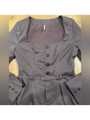 Free People Grey Paloma Long Sleeve Romper Grey Striped XS thumbnail 5