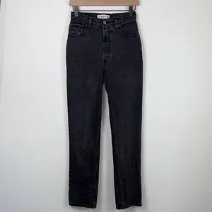 Abercrombie 90s Straight Jeans Curve Love Women’s Size 25 or 0 Black Denim thumbnail 2