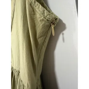 Vintage Olive Green 100% Cotton Sleeveless V-Neck Babydoll Mini Dress thumbnail 11
