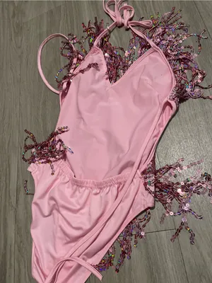 Pink Sequin Star Bodysuit with Fringe Accents thumbnail 2