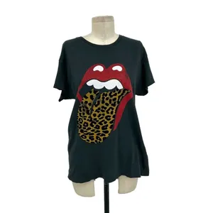 Daydreamer Rolling‎ Stones Flocked Leopard Tongue Tour Tee Gray Size Small thumbnail 3