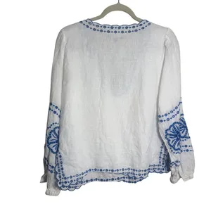 J. Crew Bungalow Embroidered Linen Top Women's Sz. S thumbnail 4