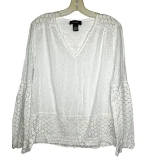 Karen Kane White Cotton Blouse thumbnail 1