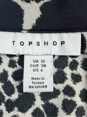 Topshop Safari Animal Leopard‎ Print Tie Waist Shirt Dress Puff Sleeve Womens 6 thumbnail 3