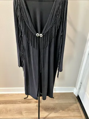 Wrangler Fringe Black silver concho boho longline cowgirl western chic thumbnail 2