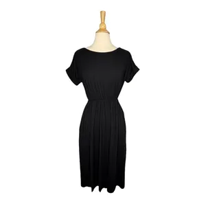 Entro Midi Dress Womens Small Black Open‎ Tie Back Short Sleeve Pockets 6164 thumbnail 4