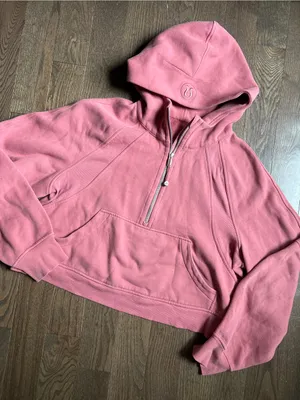 lululemon athletica Cropped scuba Half-Zip Hoodie in Dusty Rose size m/l thumbnail 1