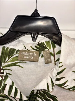 Naturals d&co Tropical Palm Print Linen Short Sleeve Shirt thumbnail 3