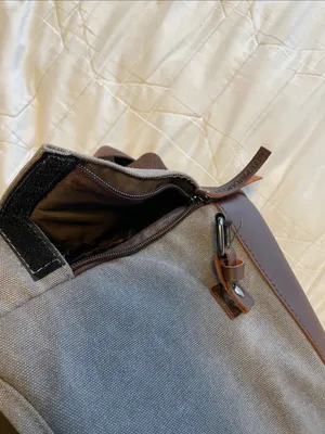 Greg Norman Collection Taupe and Brown Canvas Messenger Tote thumbnail 6