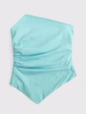Abercrombie‎ & Fitch Asymmetrical Strapless Top Blue Size XL thumbnail 4