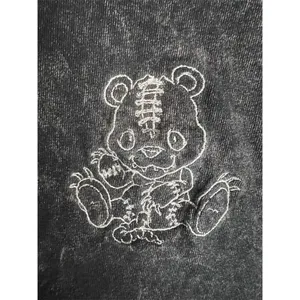 Philcos Unisex L Gray Acid Wash T-Shirt Stitched Bear Graphic Vintage thumbnail 4