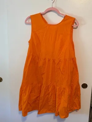 Who What Wear Orange Sleeveless Tiered Dress thumbnail 2