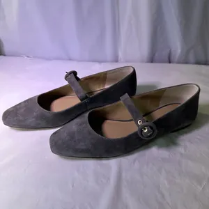 Ann Taylor Factory Gray Suede Flats with Buckle thumbnail 8