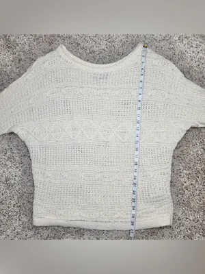 Abercrombie & Fitch Cream Ivory Mixed Open Knit Long Sleeve Sweater Medium M thumbnail 7