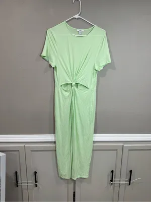 Bar III Mint Green Knot-Front Cutout Maxi Dress thumbnail 3