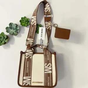 Steve Madden BWEBBER Mini Tote‎ Bag Womens Small Creme Brown NEW Crossbody Purse thumbnail 3