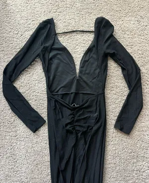 Glamorous in Glitter Black Long Sleeve Backless Maxi Dress Lulus thumbnail 5