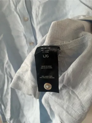 Light Blue Linen Blend Button Up Shirt Mini Dress Large Coastal Beach Resort thumbnail 5