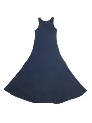NWT Polo Ralph Lauren Waffle Knit Maxi in Medieval Blue Thermal Tank Dress XL thumbnail 2