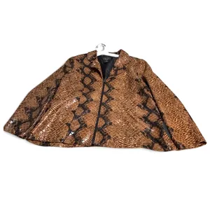 Selene Sport Snake Print Faux Leather Jacket Women’s 2X Y2K Brown Zip Up Coat thumbnail 3