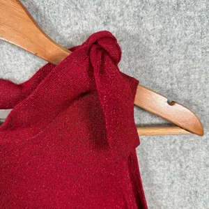 NWT Ann Taylor Loft‎ Womens Sweater Tank Top Red Small Tie Wool Sleeveless Y2K thumbnail 6