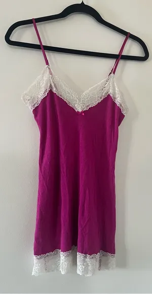 Y2K Victoria's Secret Pink White Lace Cami Tank Top Small Dainty Romantic thumbnail 1