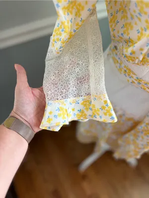 For Love & Lemons Daffodil Robe M NWT Yellow Floral Satin Lace Robe Cottagecore thumbnail 5