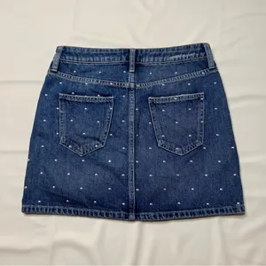 Current/Elliott Size 25 Cotton Blue Denim Studded Mini Skirt Distressed‎ thumbnail 8