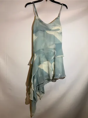 Kimchi Blue Angie Light Blue & Cream Chiffon Asymmetrical Mini Slip Dress S thumbnail 2