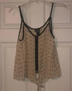 Wet Seal Black and creme cross tank top thumbnail 1