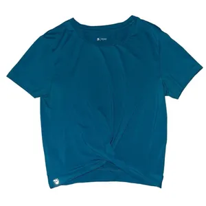 Buff Bunny ocean blue front wrap workout T-shirt women’s size small thumbnail 1