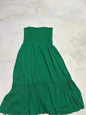 Aerie Green Strapless smocked sun dress large thumbnail 7