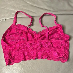 Cosabella Never Say Never Hot Pink Lace Unpadded Bralette Size L thumbnail 4